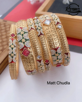 Traditional Gold Fancy Bangle Set